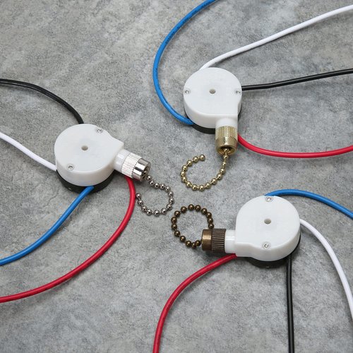 Ceiling Fan Switch Zing Ear ZE-208S E89885 3 Speed 4 Wire Fan Switch Pull Chain Ceiling Fan Switch Speed Control Switch for Ceiling Fans, Wall Lamps, Cabinet Light, Black Bronze 1PCS