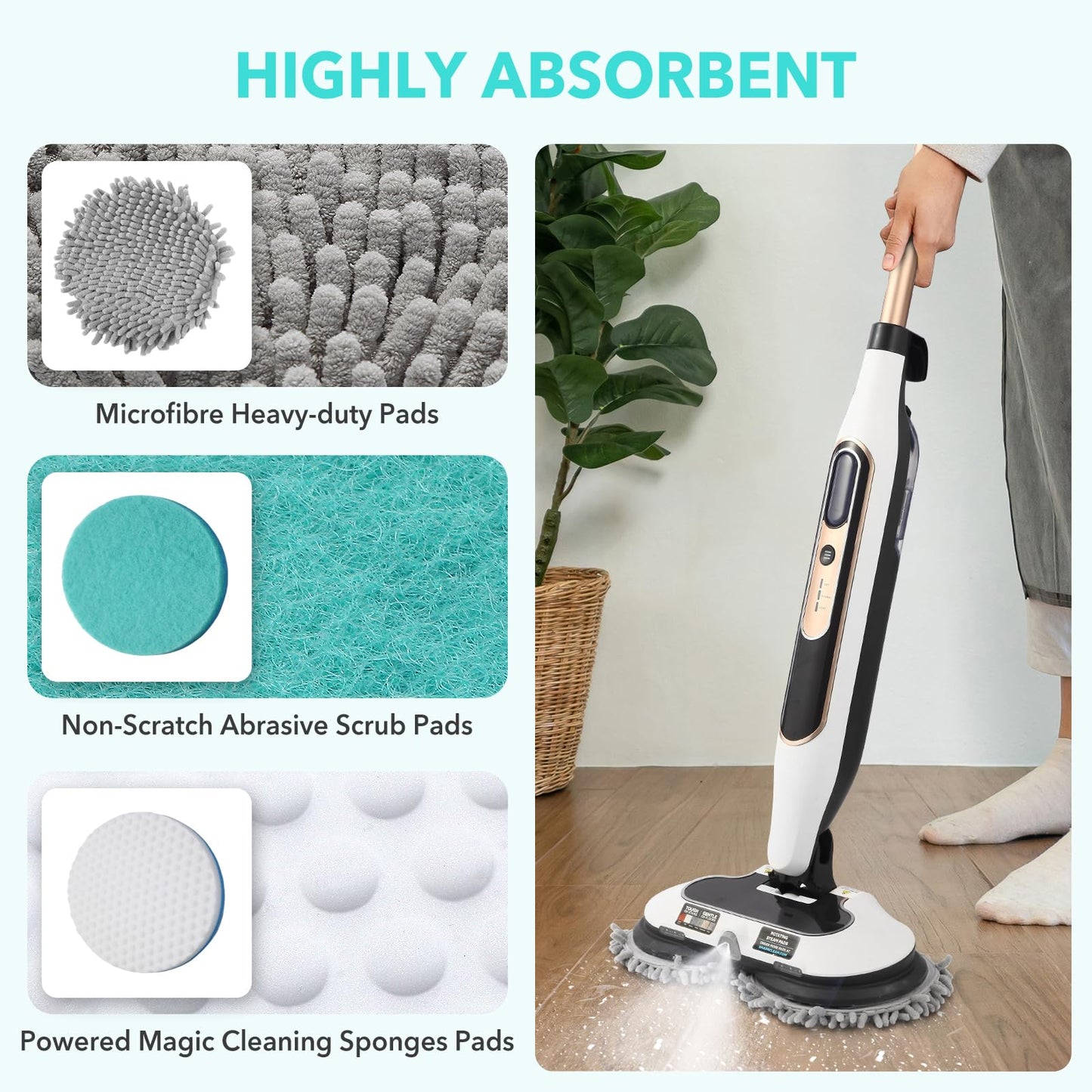 Frescares S7001 Upgraded Steam&Scrub Mop Pads Kit for Shrak,S8201 S8001 S7000 S7201 S7000AMZ S7005 S7020 S7001C All-in-One Hard Floor Steam Mop (6Green)
