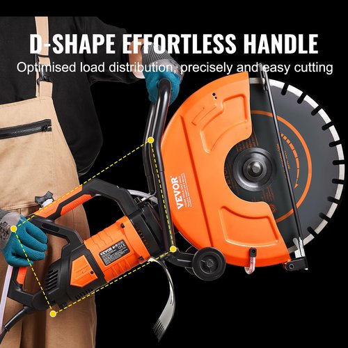 VEVOR Electric Concrete Saw, 16 in, 3200 W Motor Circular Saw Cutter with Max. 6 in Adjustable Cutting Depth, Wet Disk Saws Cutter Includes Water Line, Pump and Blade, for Stone, Brick