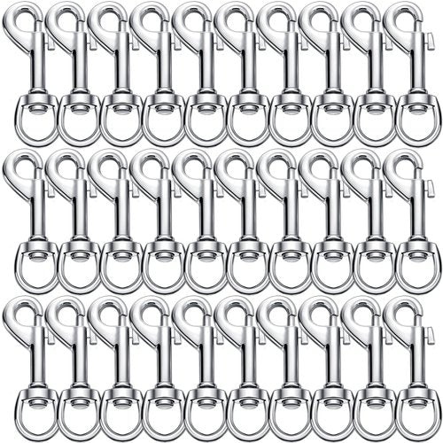 Therwen Swivel Snap Hooks - 2.76 Inch Flag Hooks, Multipurpose Bolt Snap for Keychain, Camera Strap, Pet Leash (30)