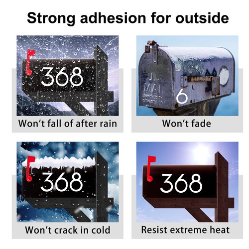 2 inch 30 Pcs Reflective Mailbox Numbers Stickers for Outside, Easy Installation with Prolonged Backing for and Pre-cut, Self Adhesive White Vinyl Address for House Address Sign Window Trash Bins