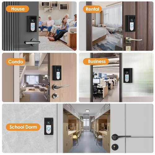 QIBOX No Drill Adhesive Video Doorbell Mount Compatible with Ring/Blink Wireless Video Doorbell, Anti-Theft Camera doorbell Holder Accessories, Not Block Doorbell Motion Sensor & Camera
