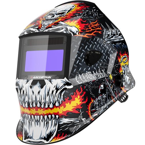 ARCCAPTAIN Welding Helmet Auto Darkening, 1/1/1/1 True Color Welding Hood, 4 Arc Sensor 1/25000s Response Time Solar Powered Weld Hood Helmet HSH-S800 Skeleton Knight