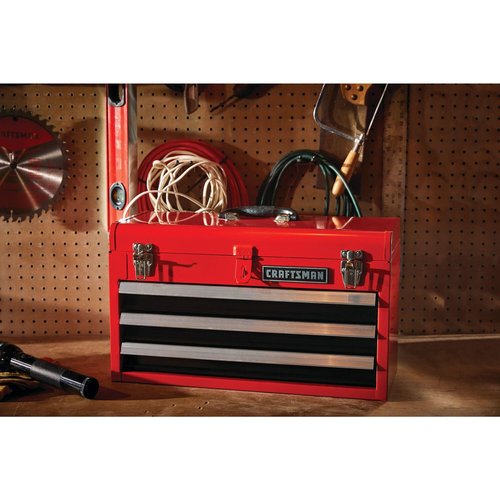 CRAFTSMAN Tool Chest, 3-Drawer, Portable, with Wrench Organizer, Stainless Steel, Capacity Holds Up To 25-lb In Each Drawer (CMST53005RB)