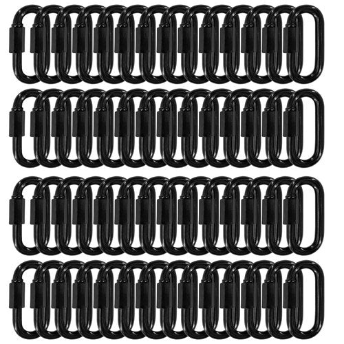 50PCS 2Inch Quick Links,3/16"Black Chain Link Connector,with Heavy Duty Galvanized Steel,Locking Carabiners for Connecting Hammock, Key Chain, Pet Leash,Gym,Camping 650 Lbs