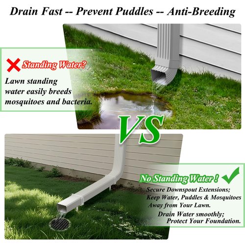 Downspout Bracket,Heavy Duty Size-Adjustable Storm-Proof Downpipe Bracket with Rust-Resistant Coating-Solid Iron Construction,Stable Support,Easy Install,for Lawn,Yard & Industrial Use (2 Pack White)