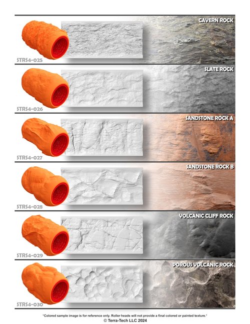 Terra-Tech™ 4" Premium Silicone Texture Roller Stamp for Epoxy (4 Inch, Cavern Rock)