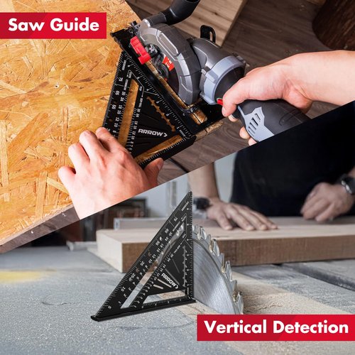 Arrow Aluminum Alloy Carpenter Square, 7-Inch Rafter Square Layout Tool, Woodworking Triangle Ruler for Carpentry and Craftsmen