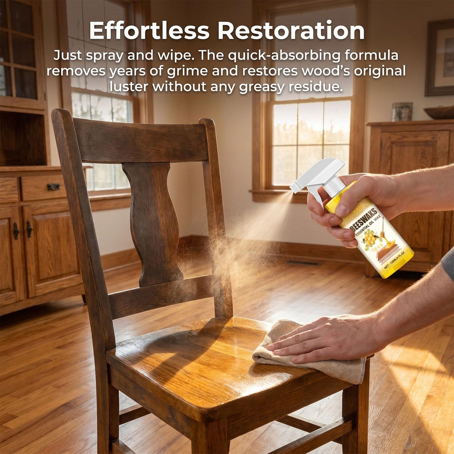 CIVGICY Beeswax Wood Polish, Beeswaxs Essential Oil Wax, Natural Micro-Molecularized Beeswax Spray, Multi-Purpose Furniture Wood Cleaner Repairing Care Spray, Restores Shine & Removes Scratches (1)