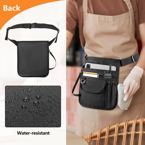 Rexmica Waitress Server Apron with Multiple Pockets, Server Waist Pouch with Adjustable Belt, Waist Apron for Waitress, Waiter, Women Men Server, Waiter Server Apron Bag for Restaurant, Bistro, Cafe