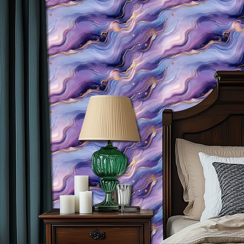 HOMETITUTE Gold Purple Marble Wallpaper Modern Art Marble Contact Paper Vinyl Self-Adhesive Removable Counter Peel and Stick Wall Paper for Wall Countertop Cabinets Furniture Home Decor 15.7"x39.4"