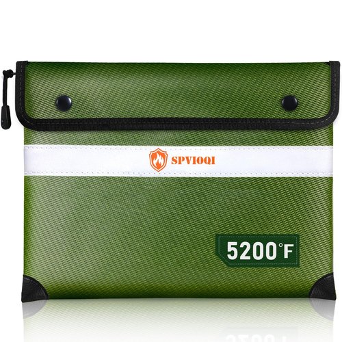 Upgraded Fireproof Document Bag 5200°F -Heat Insulated, Water Fire Proof Bag with Zipper, 8 Layers of Functional Materials, 14.2 X 11” Fire Proof Money Bag for Cash, Important Documents and Valuables