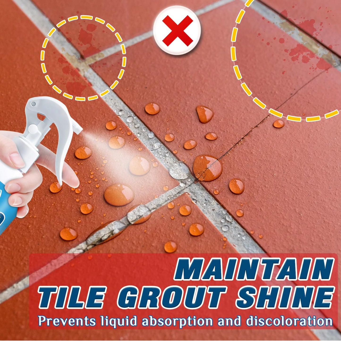 Auensten Grout Sealer, Waterproof Grout Sealant Spray, Long Lasting Clear Sealers for Shower Tile, Floors, Protect Marble, Ceramic & Granite Surface Grouts Cleaner