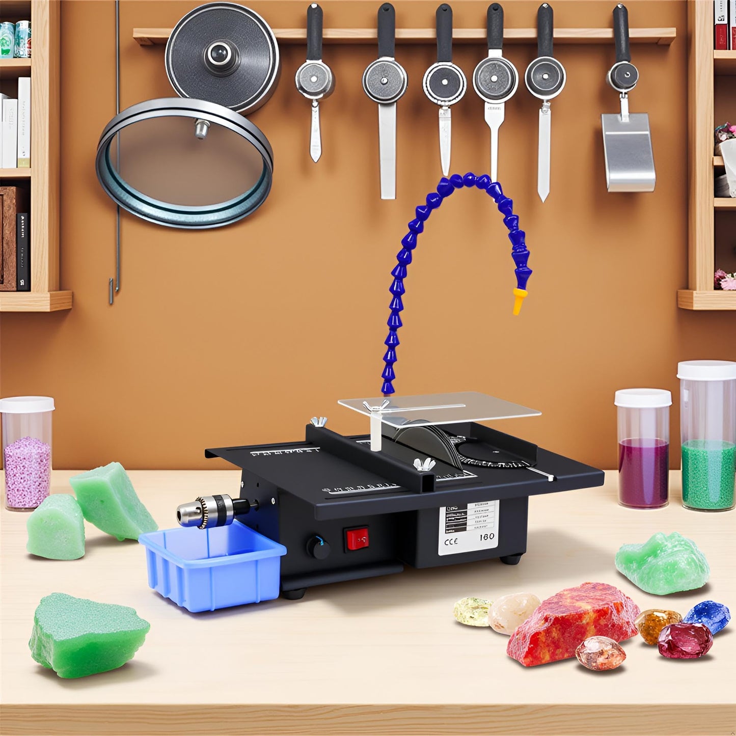 Gem Faceting Cutting Carving Polishing Machine, 1850W Portable Table Saw Jewelry Rock Polishing Grinding Tool 0-10000RPM Grinder