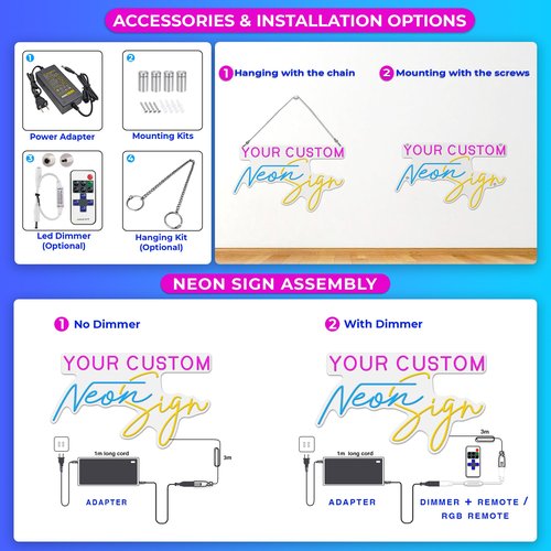Custom Neon Sign – Large Personalized Neon Wedding Sign, Customizable Birthday Gift, Handmade LED Light Up Last Name Sign for Kids Room Wall Décor, Party, Bedroom, Bar, Shop or Business Logo