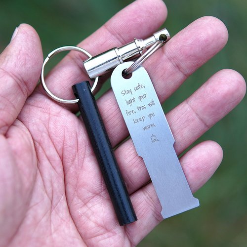 FERROFIRE Quick Release Keychain Ferro Rod Starter with 2.5 Inch Long Ferrocerium Rod and Superb Striker Flint and Steel for EDC Camping Emergency Survival BBQ (Pack of 2)
