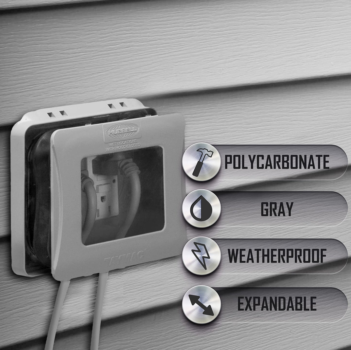 TayMac ML2500G Two-Gang Weatherproof Expandable Extra Duty In-Use Cover Gray Finish