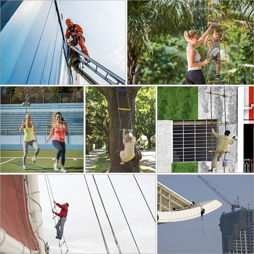 2.5M Safety Balcony Fire Escape Ladder with Hooks Carabins | 1 Story for Adults and Kids |Reusable Multi-use for Treehouse|Weight Capacity up to 2000 lb 8ft