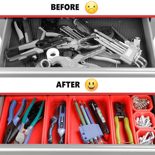 AIRAJ Tool Chest 8-Drawer,42'' Large Rolling Tool Chest with Wheels,Detachable Top Metal Tool Box,Garage Storage Cabinet for Repair Room,Warehouse,Rolling Tool Box with Hooks,Liners,Tray Divider