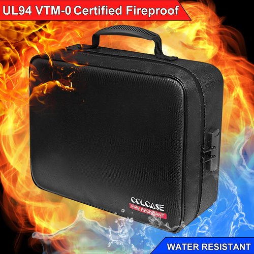 COLCASE Fireproof Document Bag with Lock, Fireproof Waterproof File Organizer Bag 5 Layers Protection Fireproof Bag Storage for Laptop Certificates Documents Passport 15 x 11 x 4.7 inches (Black)