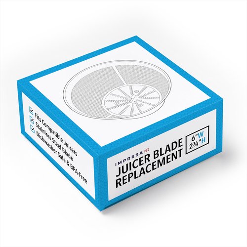 IMPRESA Replacement Juicer Blade Compatible with the Hamilton Beach Juicer Machine 67601A - 6" x 2.75" Stainless Steel Blade & Mesh Bowl Base - Tool-Free Installation & Dishwasher Safe Part