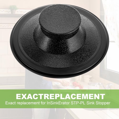 2 PCS Rubber Sink Stopper, 3.3 Inch Plastic Garbage Disposal Stopper Standard Drain Stoppers Kitchen Sink Plug Replacement Kitchen Sinks Drain Cover (Black)