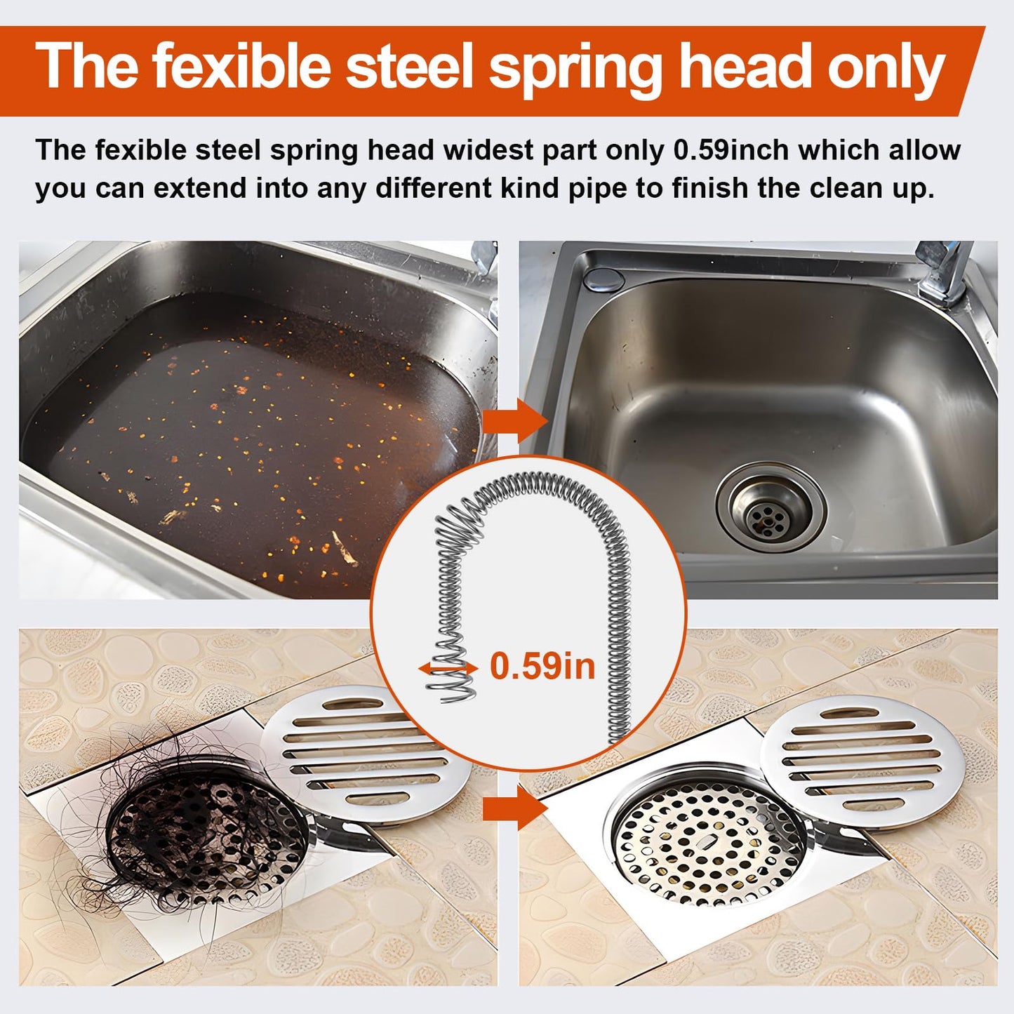 Drain Auger, Drain Snake With Drill Adapter, 25ft Plumbing Auger Heavy Duty Flexible Sink Steel Plumbing Auger Bathroom Hair Clog Removal Tool, Manual Or Powered - No auto retract or feed