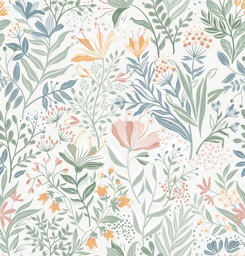 Fititem Floral Peel and Stick Wallpaper Floral Boho Contact Paper Flower Removable Self Adhesive Waterproof Wallpaper for Bathroom Bedroom Nursery Wildflower Botanical Contact Paper 17.3inW 78.7inL