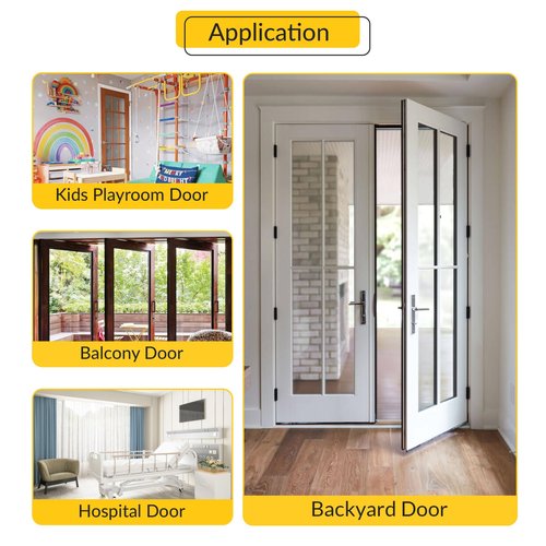 Brixwell Patio Door Handle with Brackets, Black Finish with Wood Grip, 6-5/8" Center-to-Center, Easy Installation Residential and Commercial Use, Replacement or New