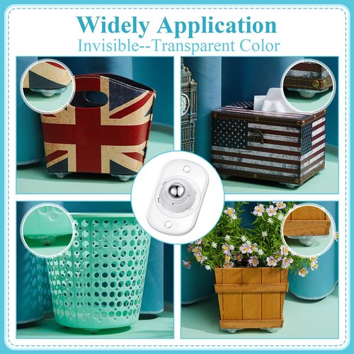 Honoson 16 Pcs Self Adhesive Caster Wheels Appliance Rollers Appliance Sliders for Kitchen 360° Swivel Universal Wheel Mini Small Kitchen (Clear with 1 Steel Ball Style)