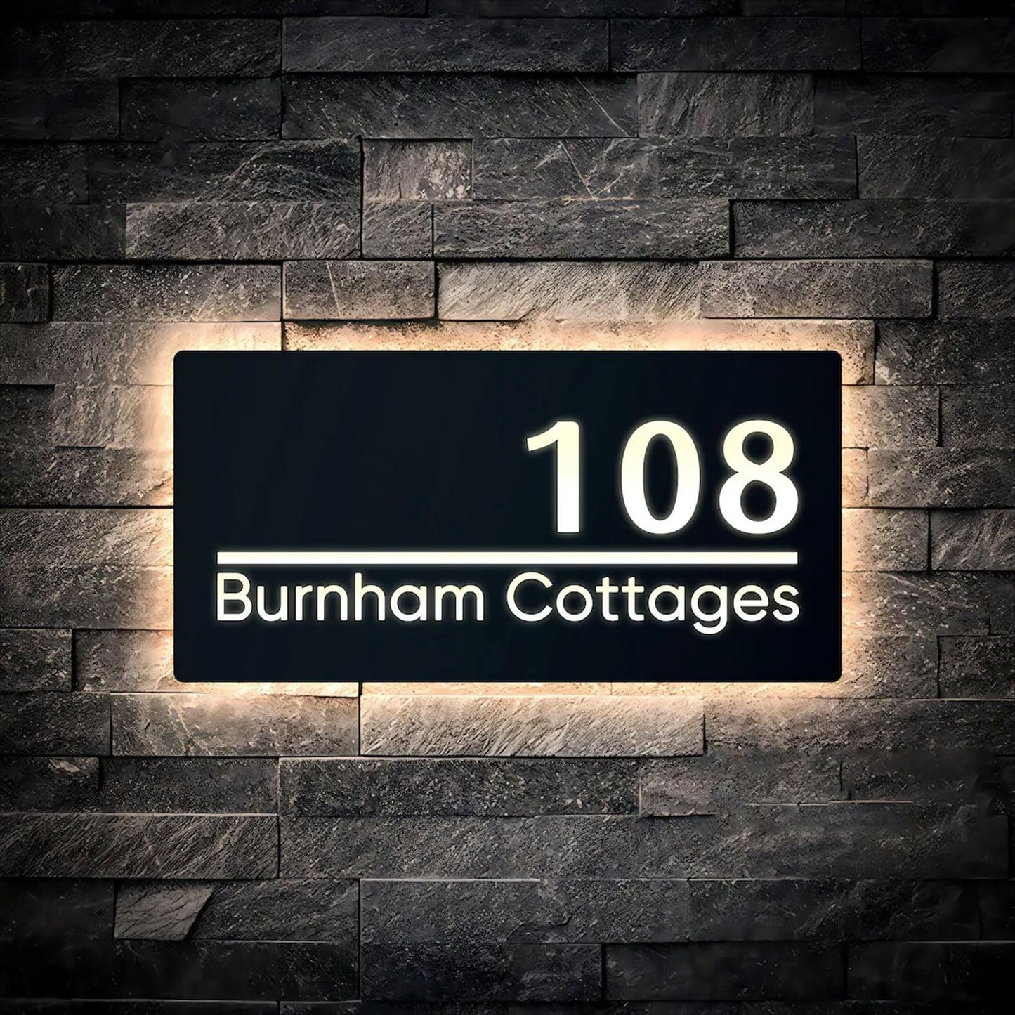 Modern House Number Lighted Plaque Custom LED Backlit House Signs Personalized Address Plaque Metal Acrylic Illuminated House Number