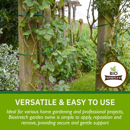 Biostretch Soft Garden Plant Ties for Indoor & Outdoor Plants - Strong & Stretchy Cut-to-Length Plant Tape for Climbing Plants, Tomato Vines & Home Gardening (65 ft / 20M)