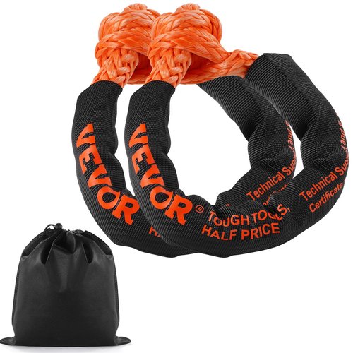 VEVOR 2-Pack Synthetic Soft Shackle, 1/2" x 22" - 44,092 lbs (20 Ton) Breaking Strength, Heavy Duty Recovery Tow Shackles with Extra Sleeves & Storage Bag for UTV,ATV,Trucks,Off-Road Vehicles,Orange
