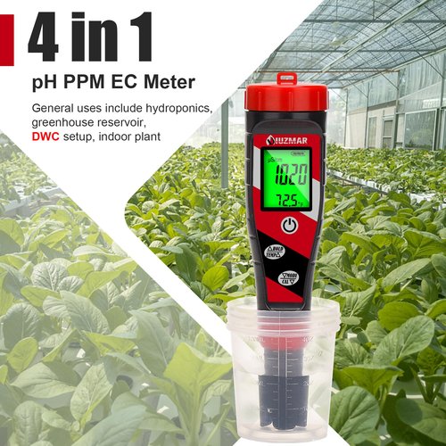 UIUZMAR Digital pH Meter pH TDS EC Meter for Hydroponic Solution pH and EC Meter with LCD Display TDS Water Tester pH PPM Meter for DWC Setup Aeroponic