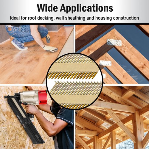 meite 30 Degree Framing Nails 2-Inch x .113 Inch, Ring Shank, Galvanized Coated, Paper Tape Collated, Offset Round Head Framing Nails for 30-34 Degree Framing Nailers (1,000 Counts)