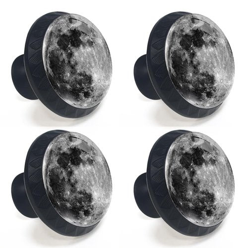 Artinhand 4 Pack Moon Kitchen Cabinet Knobs Round Drawer Pulls Black Dresser Cupboard Door Handles