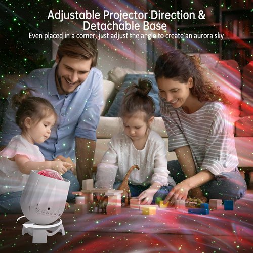 Twelvetooo Northern Lights Projector, Rechargeable Battery Star Night Light with Bluetooth Speaker, White Noise Sleep Aid & Timer, Bedroom Galaxy Projector Decor, Gift for Kids, Adults