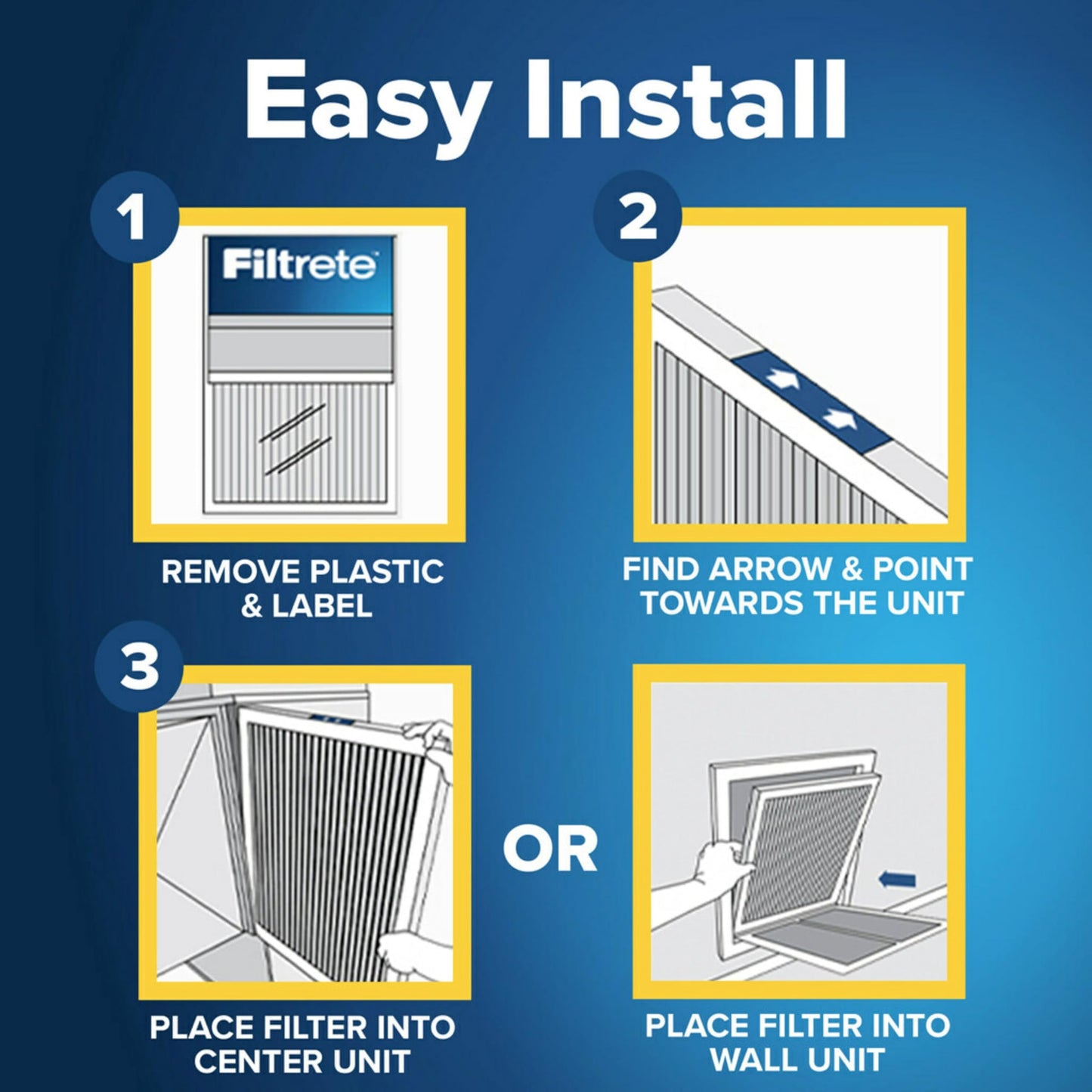 Filtrete 13.5x13.5x1 AC Furnace Air Filter, MERV 8, MPR 700, Tough on Pollen, Easy on Airflow, 3-Month Pleated 1-Inch Electrostatic Air Cleaning Filter, 4-Pack (Actual Size 13.19 x 13.19 x 0.81 in)