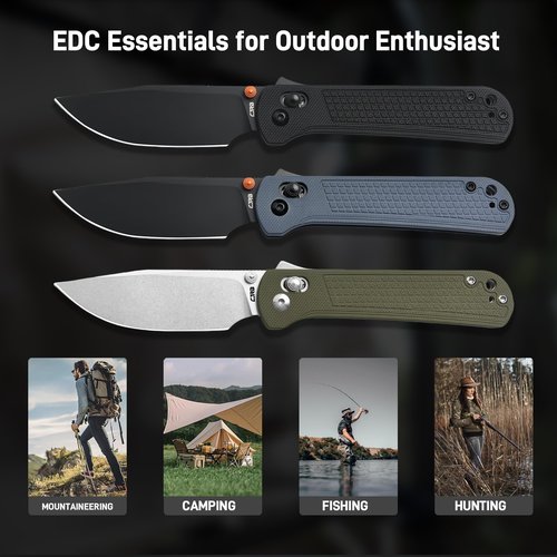 CJRB Bolt Folding Pocket Knife, 3.25'' AR-RPM9 Steel Blade G10 Handle EDC Knife with Recoil Lock Pocket Clip for Men Women Camping Survival Hiking, Blue (J1960)