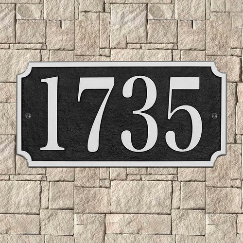 Address Plaque Notched Style - 12'' x 5.9'' Custom Address Sign for House,House Number Plaque Sign for Outside House,Driveway,Mailbox Easy Installation Metal & Large Options (Style 5)