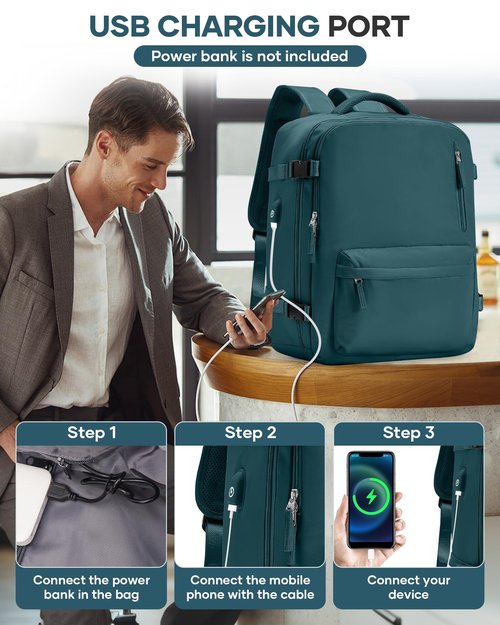 Vacuum Storage Travel Backpack with Air Pump Carry on Flight Approved Compression Vacpack Waterproof Airback with Vacuum System Airplane Travel Essentials Daypack Laptop Space Saver Bags PeacockBlue