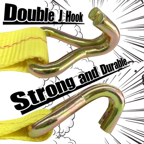 KJE 10 Pack Ratchet Straps Heavy Duty, 2" x 27' Ratchet Strap 10,000 Lbs Max Break Strength, Tie Down Ratcheting with J-Hook, Cargo Straps for Truck, Trailer, Moving Appliances