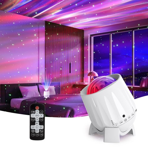 Twelvetooo Northern Lights Projector, Rechargeable Battery Star Night Light with Bluetooth Speaker, White Noise Sleep Aid & Timer, Bedroom Galaxy Projector Decor, Gift for Kids, Adults