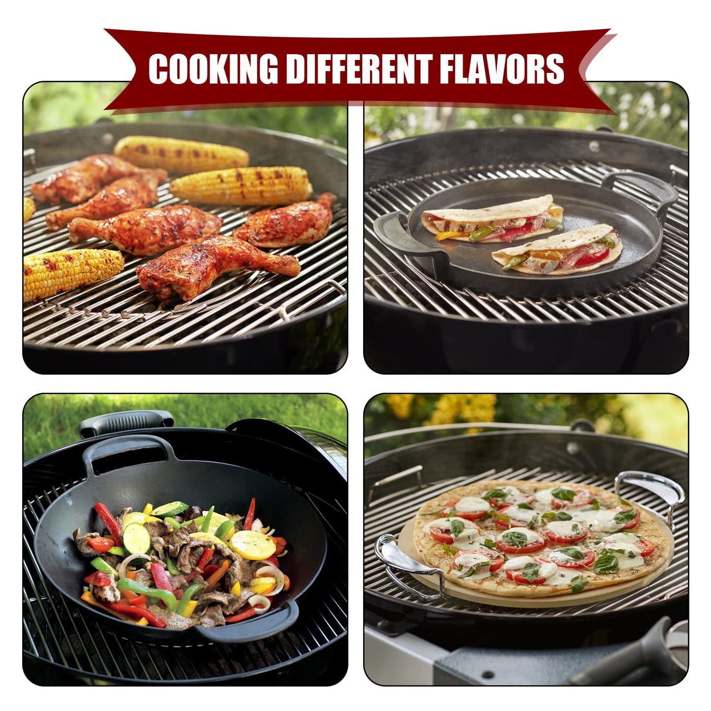 Stainless Steel Hinged Cooking Grate Replacement Gourmet BBQ System for Weber 22in Kettle Charcoal Grills with Cast Iron Grate Lifter,21.5 Grill Grate Works on Weber 8835,Recteq Bullseye,Barrel Grills