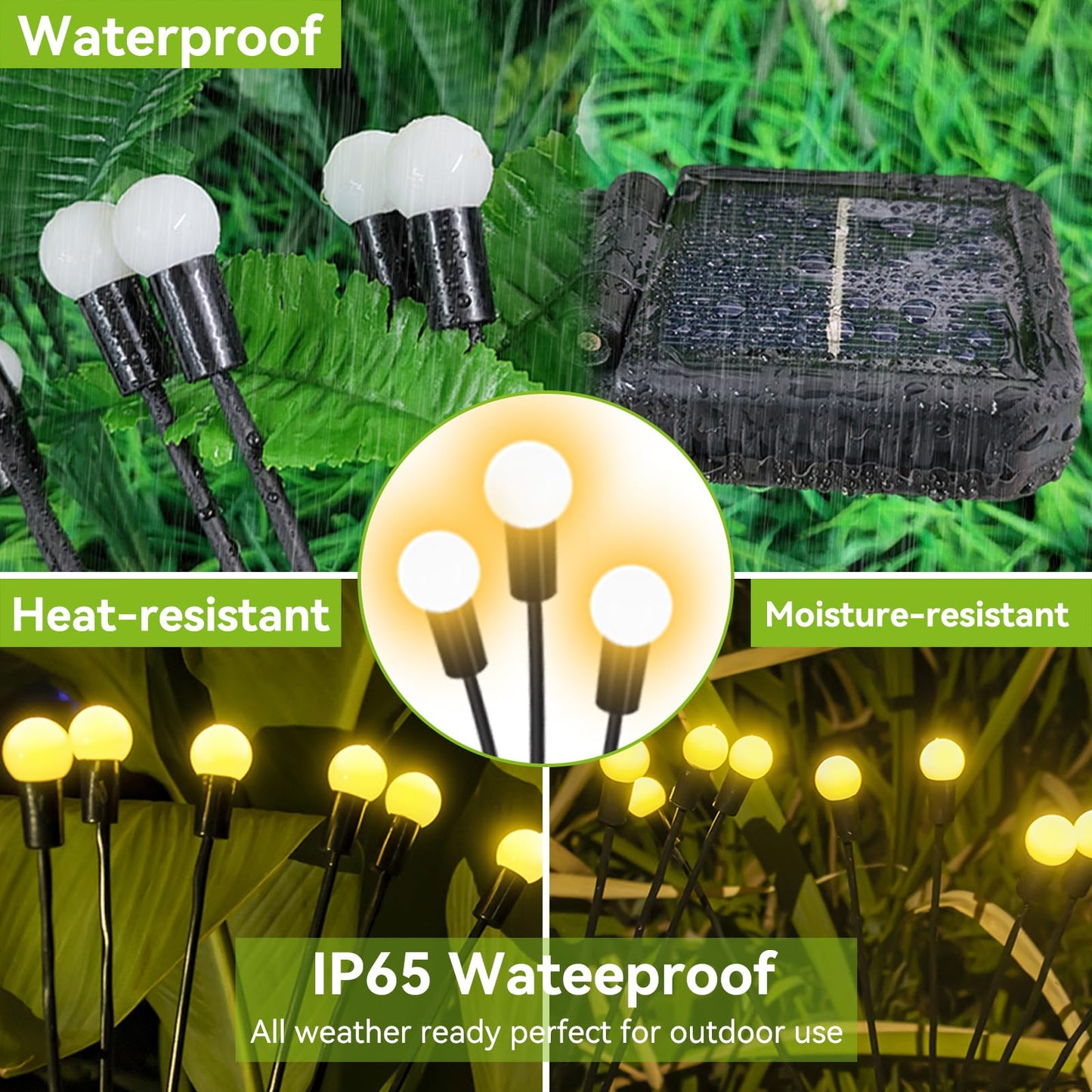 YShengMian Solar Garden Lights Outdoor Waterproof, 2 Pack 16 LED Swaying Light Firefly Light Outdoor Decor Lights for Garden Gifts for Pathway Party Christmas Decoration, Warm White