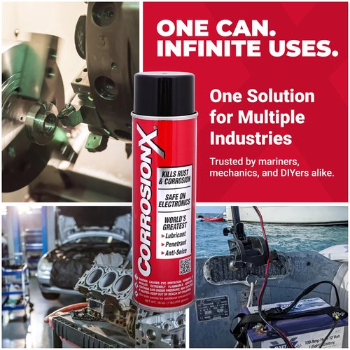 CorrosionX Penetrating Oil & Rust Remover, Dielectric Anti-Rust Lubricant for Marine & Electronics, Industrial Strength, Corrosion Inhibitor for Bolts, Terminals, Tools & Engines, 3-Pack 16oz Aerosol