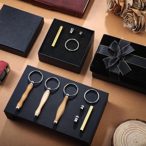 XunYee 12 Pcs WoodTurning Keychain Kit Woodturning Project Kit Wood Turning accessories Mandrel Woodturning keychain for Carpentry woodworker gift (Sliver)