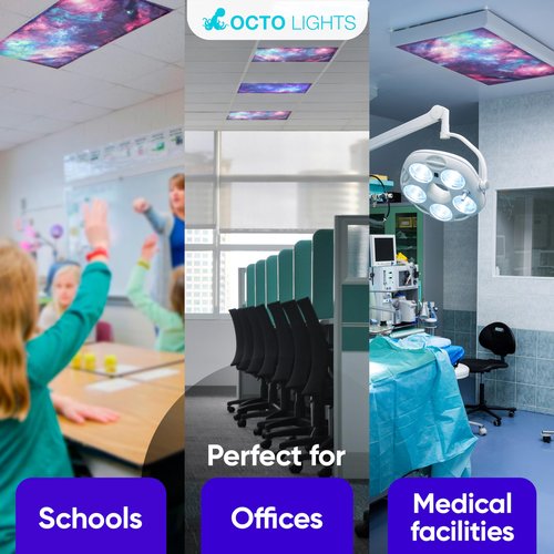 Magnetic Fluorescent Light Covers for Ceiling Lights - Astronomy Cover for Fluorescent & LED Fixture - Must Haves for Teacher Supplies - Classroom, Home, Office Decor - Shield Overhead Lighting