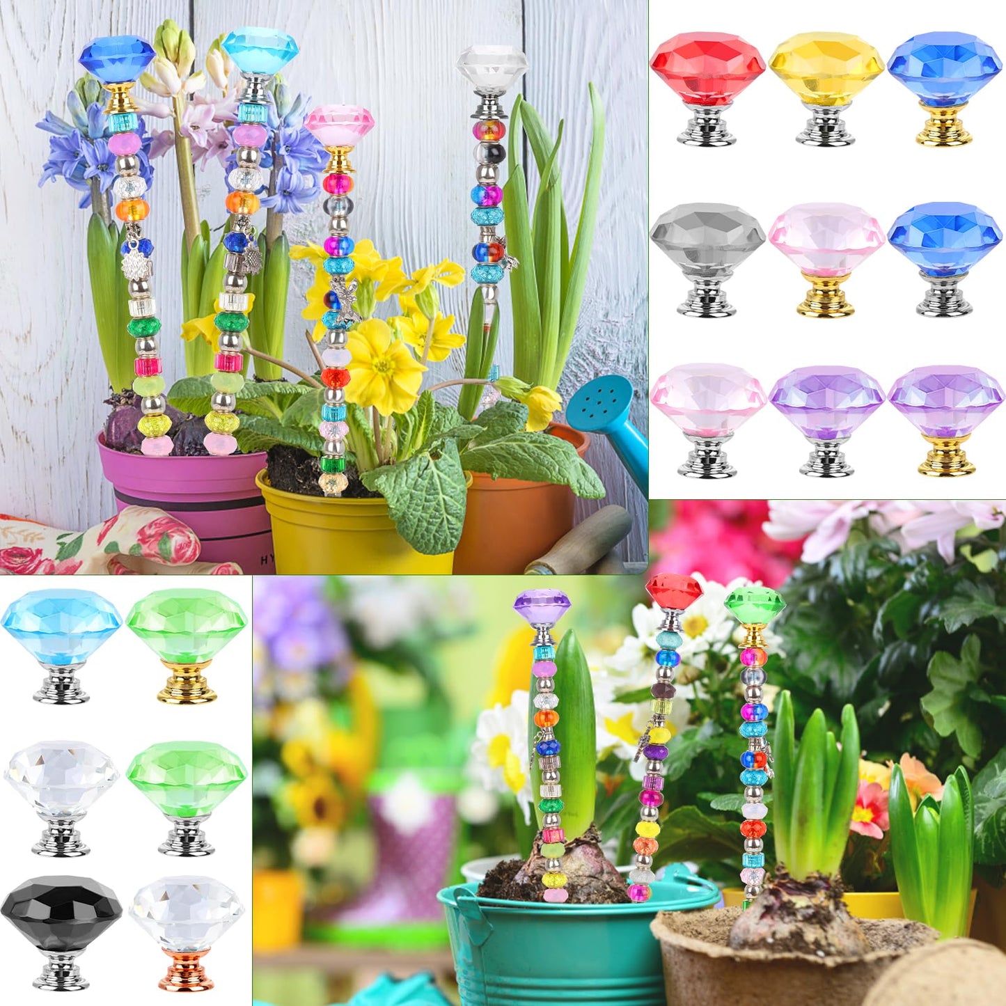 45 Pcs 8/32 Inch Threaded Rod Sets Include 15 Pcs M4 Screw Rod with 15 Pcs Metal Hex Nuts and 15 Pcs Beaded for Beaded Garden Stake Rods