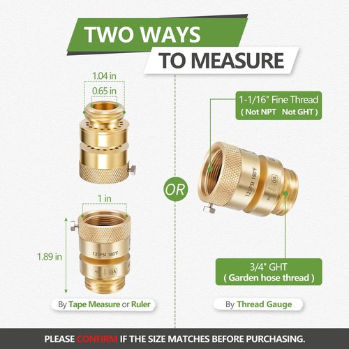 Litorange 1 Pack 1-1/16" Fine Thread (Female) Lead-Free Self-Draining Vacuum Breaker, PK 1390 Replacement Hose Bib Backflow Preventer with washers and Sealing Tape for Garden & indoor Spigot